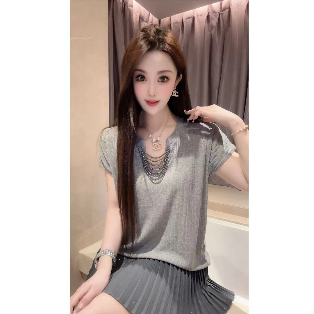 JY&JY橙子大大【温柔无边】重工宽松洋气T恤短袖上衣 16291