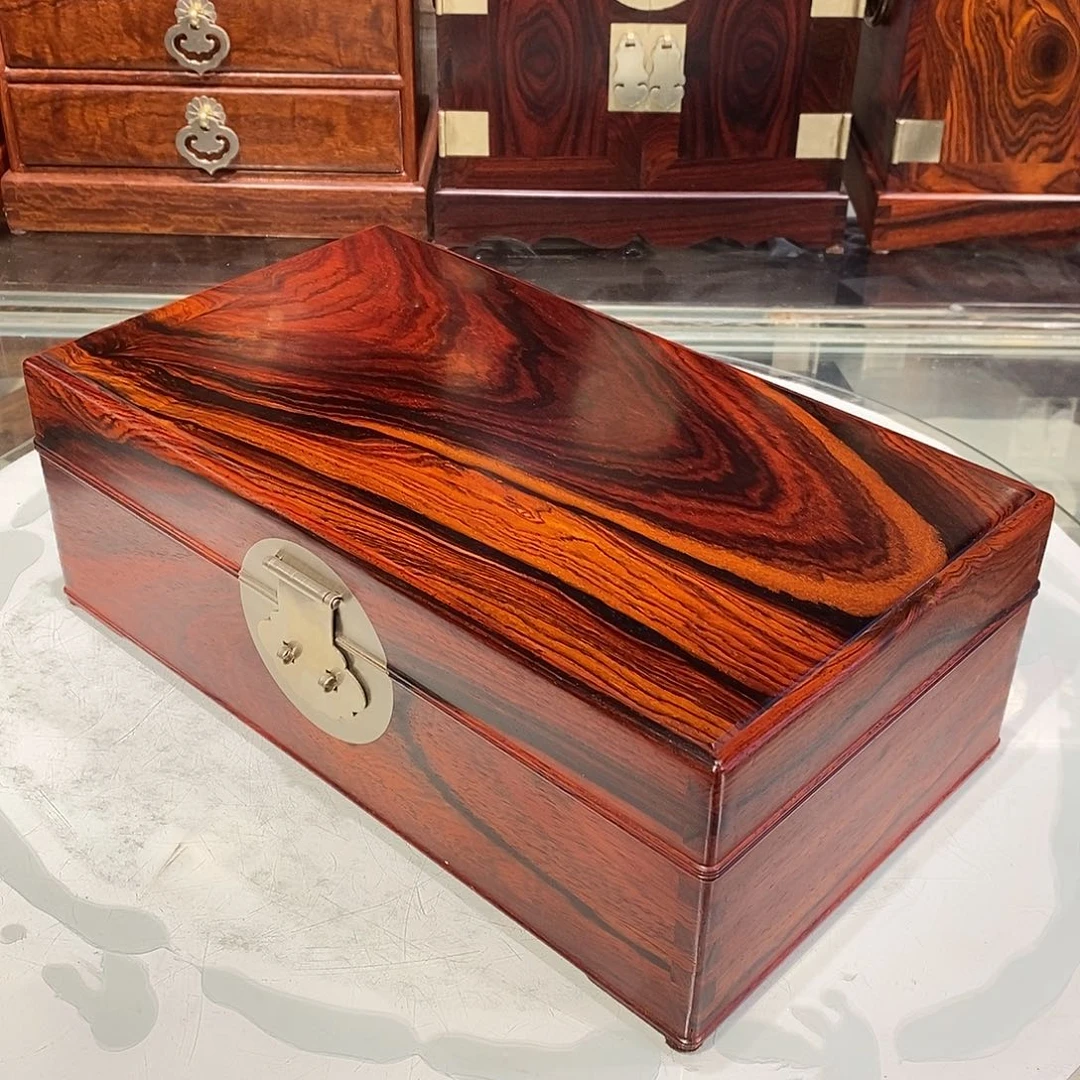 微凹黄檀（南美大红酸枝）独板双层首饰盒30/17/10.5