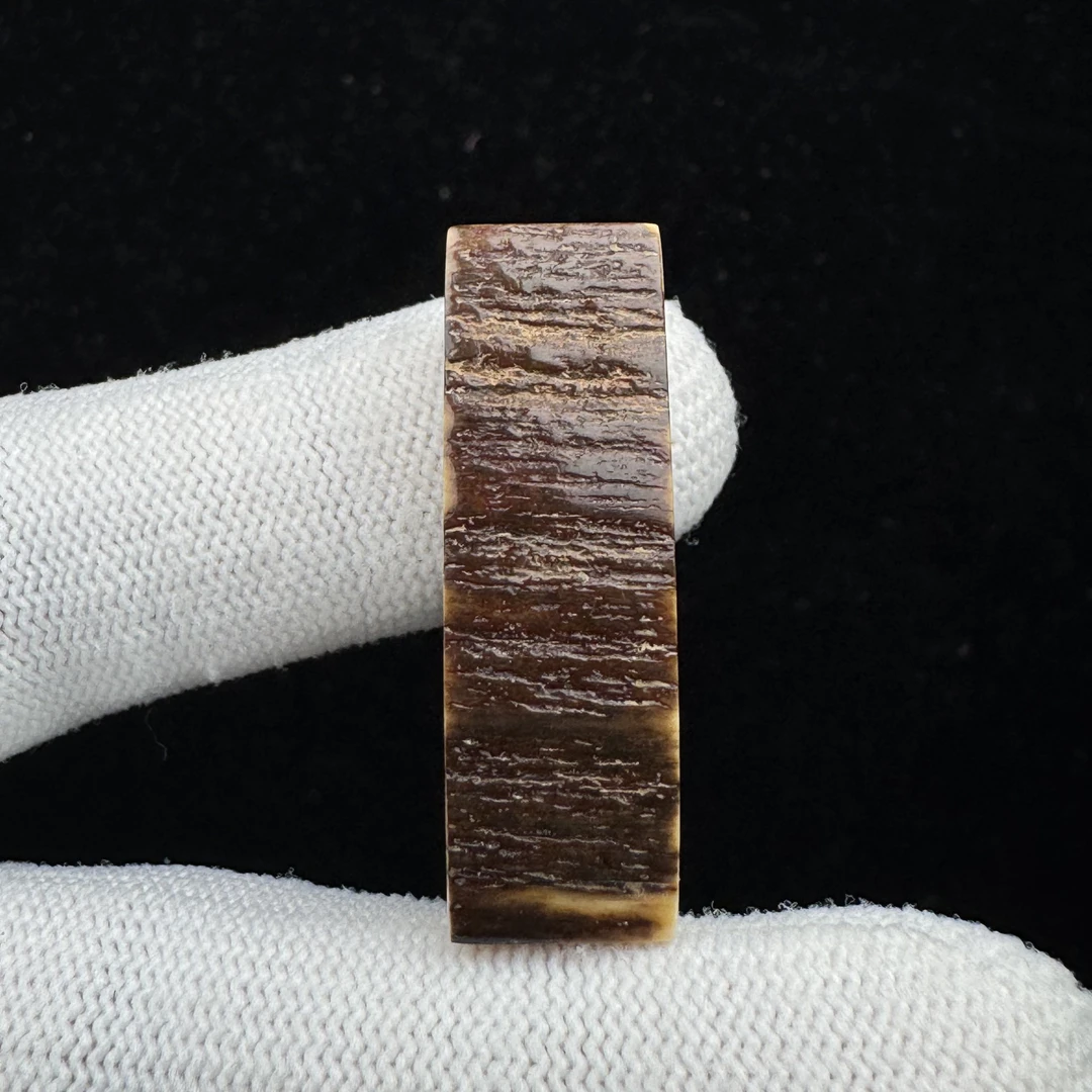 D7653天然猛犸牙带皮一字三通10.9x33.9mm支持鉴定 假一罚四