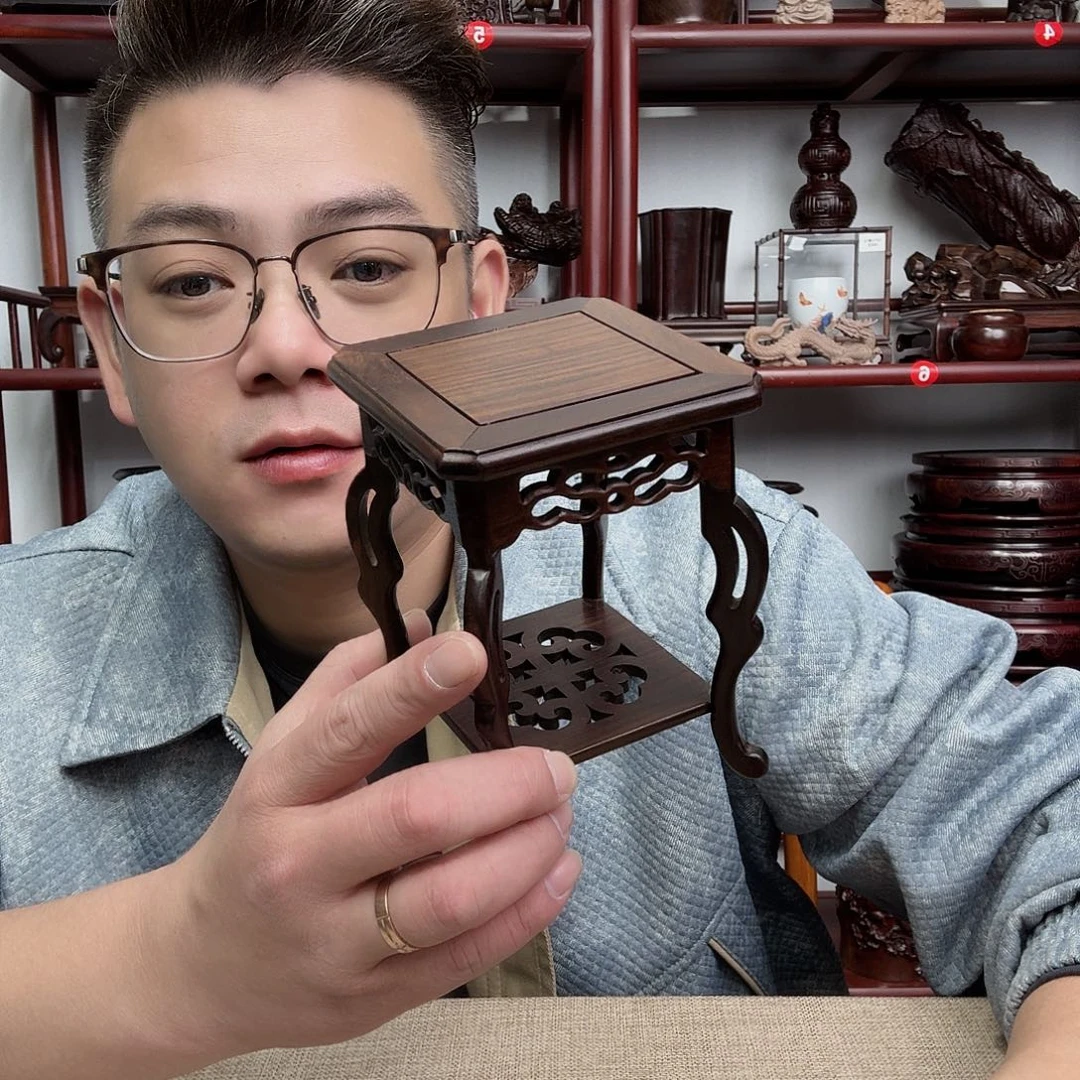 大红酸枝工艺品底座