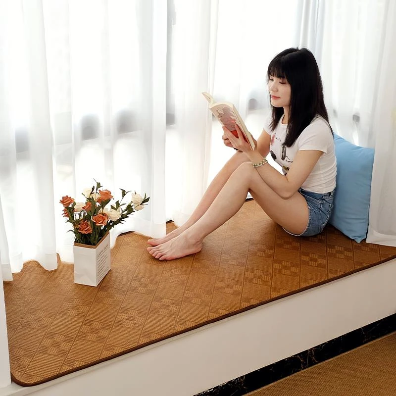 夏季主卧藤编凉席飘窗垫窗台垫2025新款卧室草席阳台垫子榻榻米垫