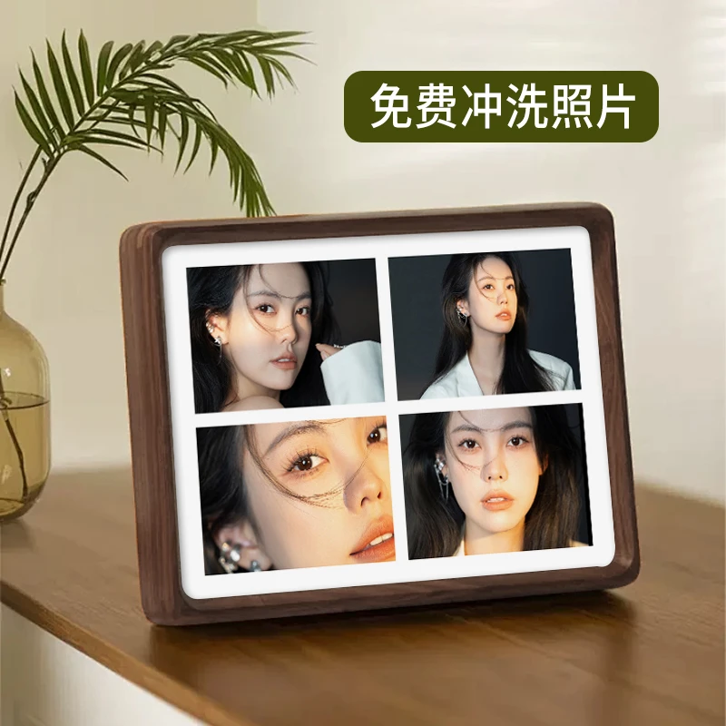 实木榫卯摆台相框相片桌面摆件高级感定制diy创意定制做四宫格