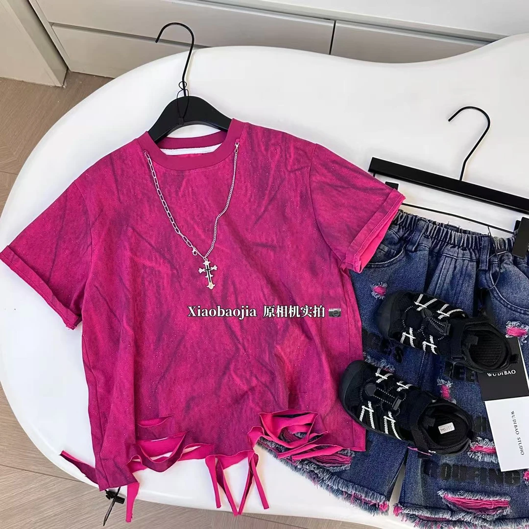 细闪短袖夏季薄款男童潮酷痞帅童装儿童打底衫全棉T恤街舞潮t恤