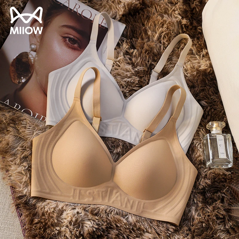 猫人夏季薄款粉底液女士隐形无痕内衣胸罩小胸聚拢塑型收副乳文胸