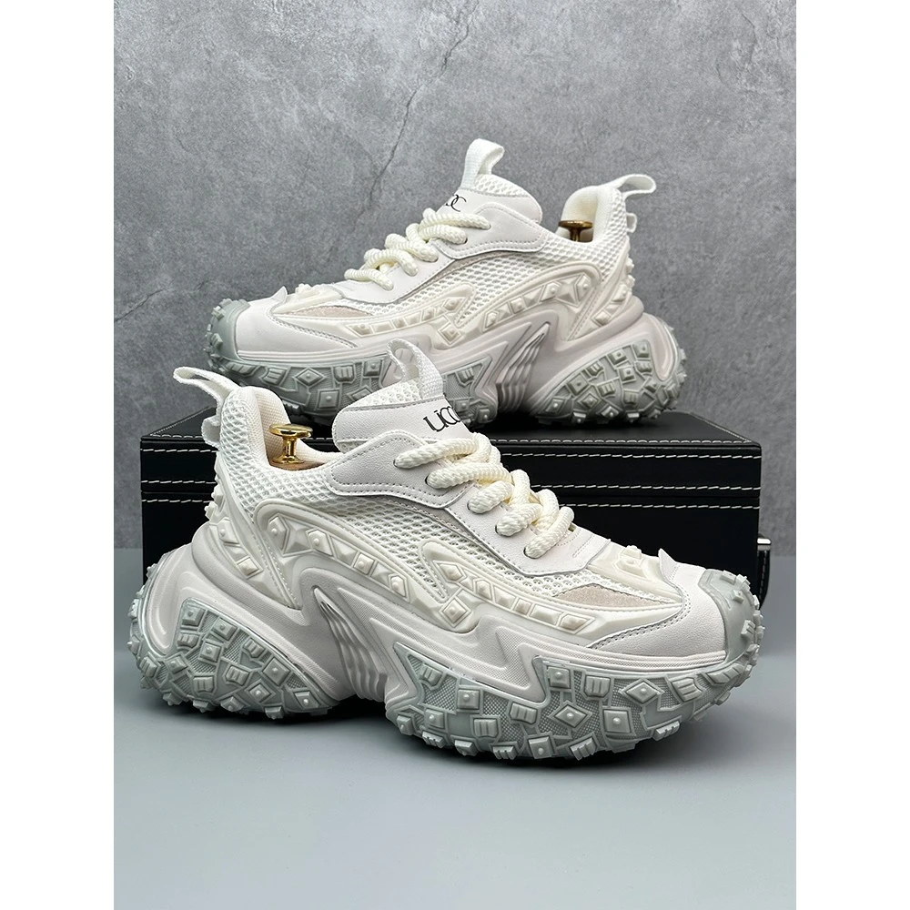 老爹鞋男款2025新款男士时尚厚底网红运动鞋轮胎底休闲白鞋男百搭