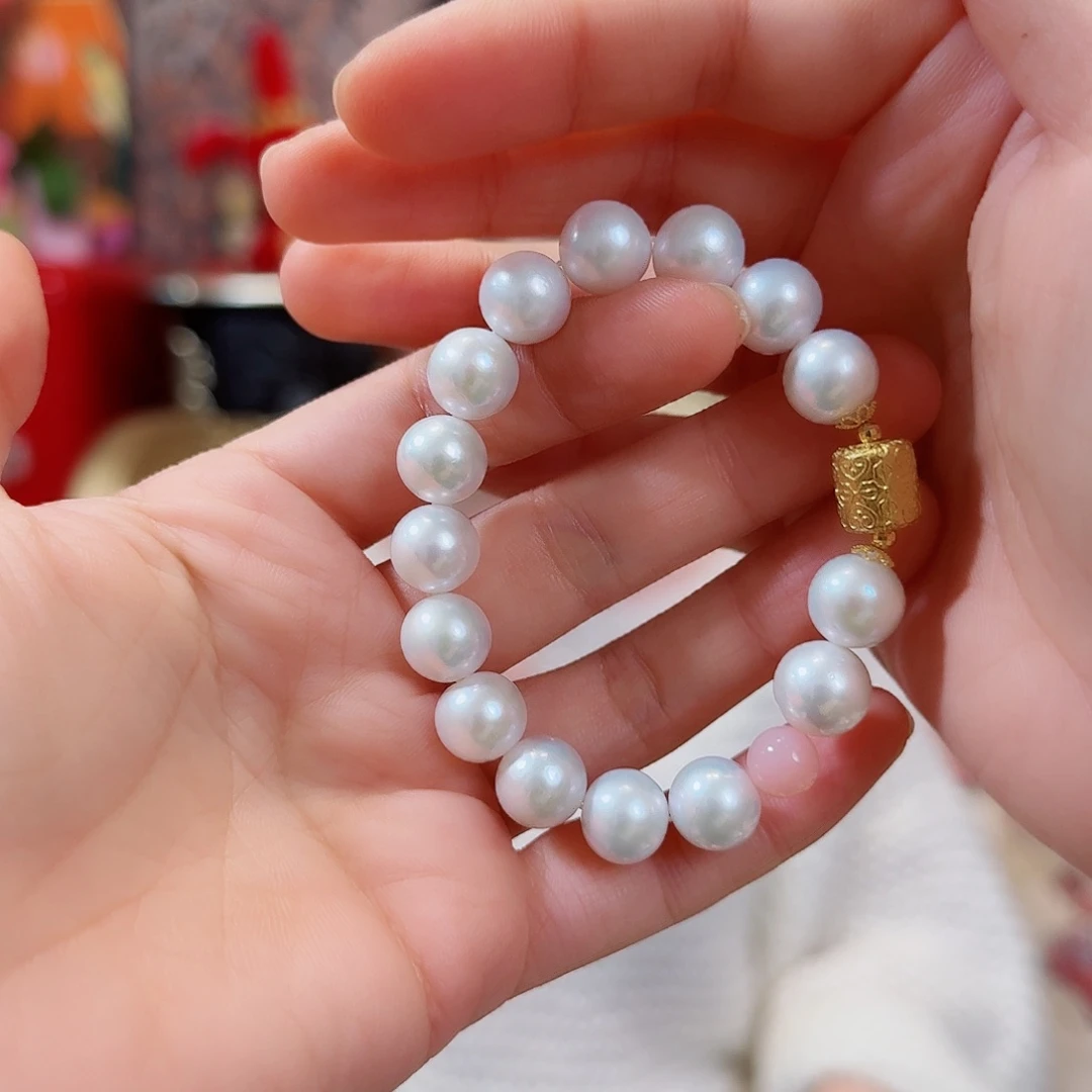 淡水珍珠手串18K金镶嵌