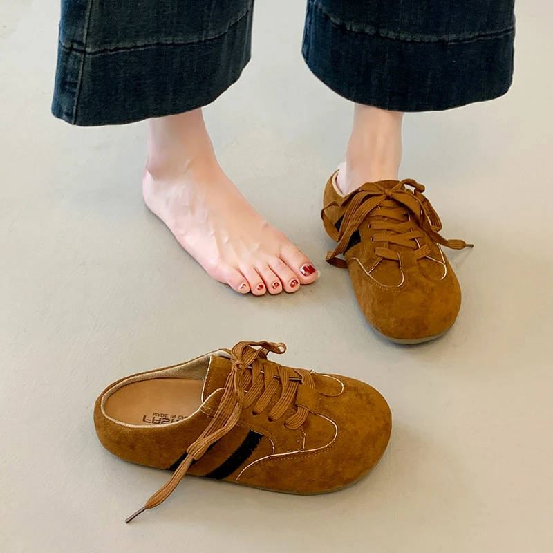 厚底包头半拖鞋女夏外穿2025新款勃肯鞋一脚蹬半托单鞋复古德训鞋