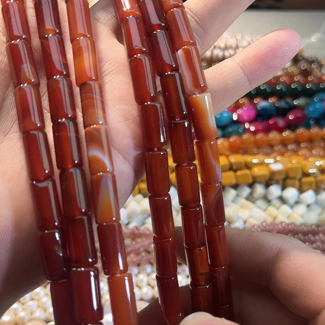 玛瑙/玉髓合金珠宝半成品玛瑙管一条8x16mm