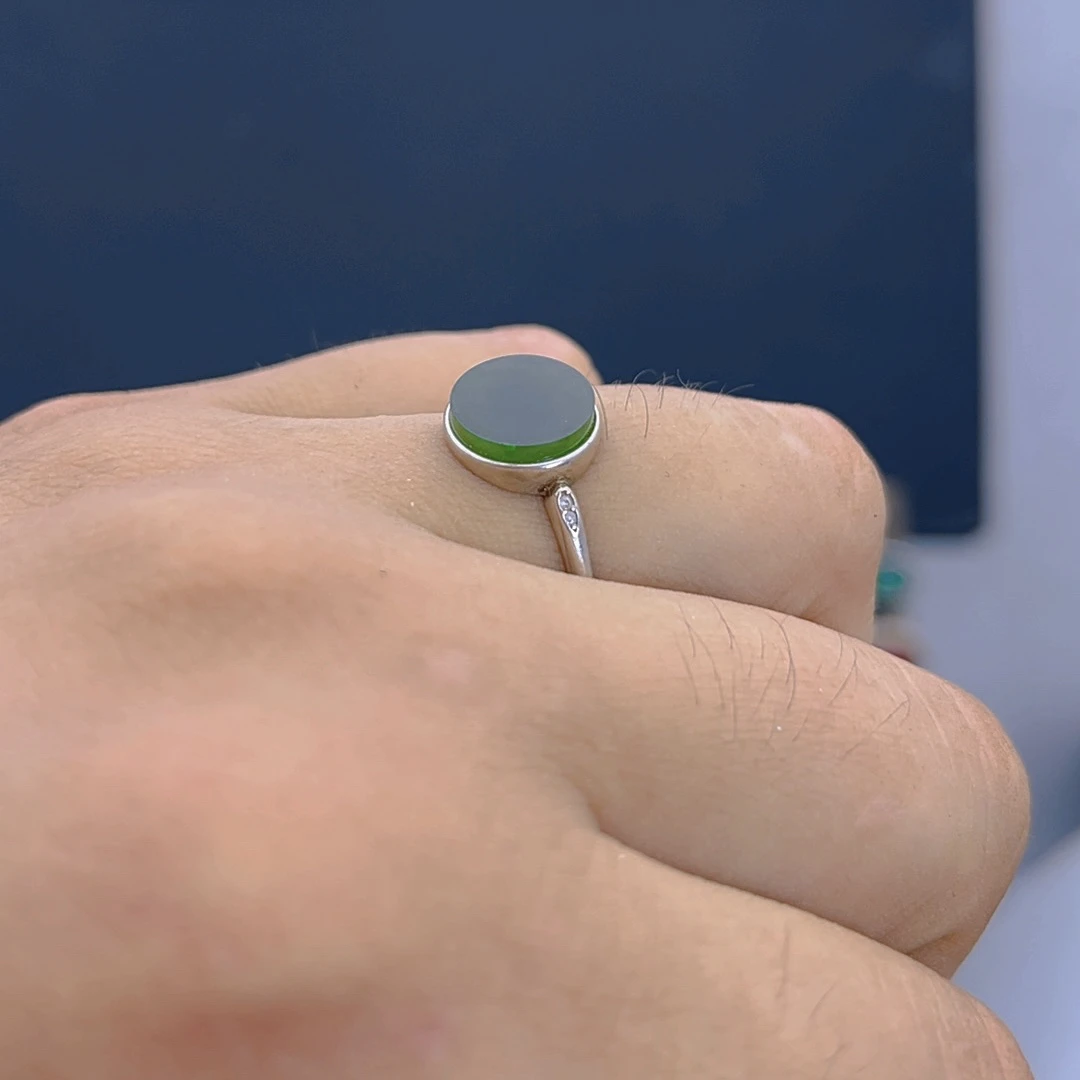 和田玉s925银戒可调节镶嵌戒指时尚气质女士轻奢素款s925