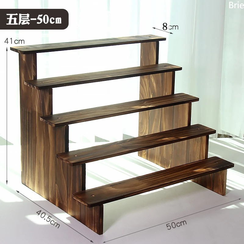 Brie复古展示架实木古玩茶具摆件夜市绿植模型手办首饰置物架阳台