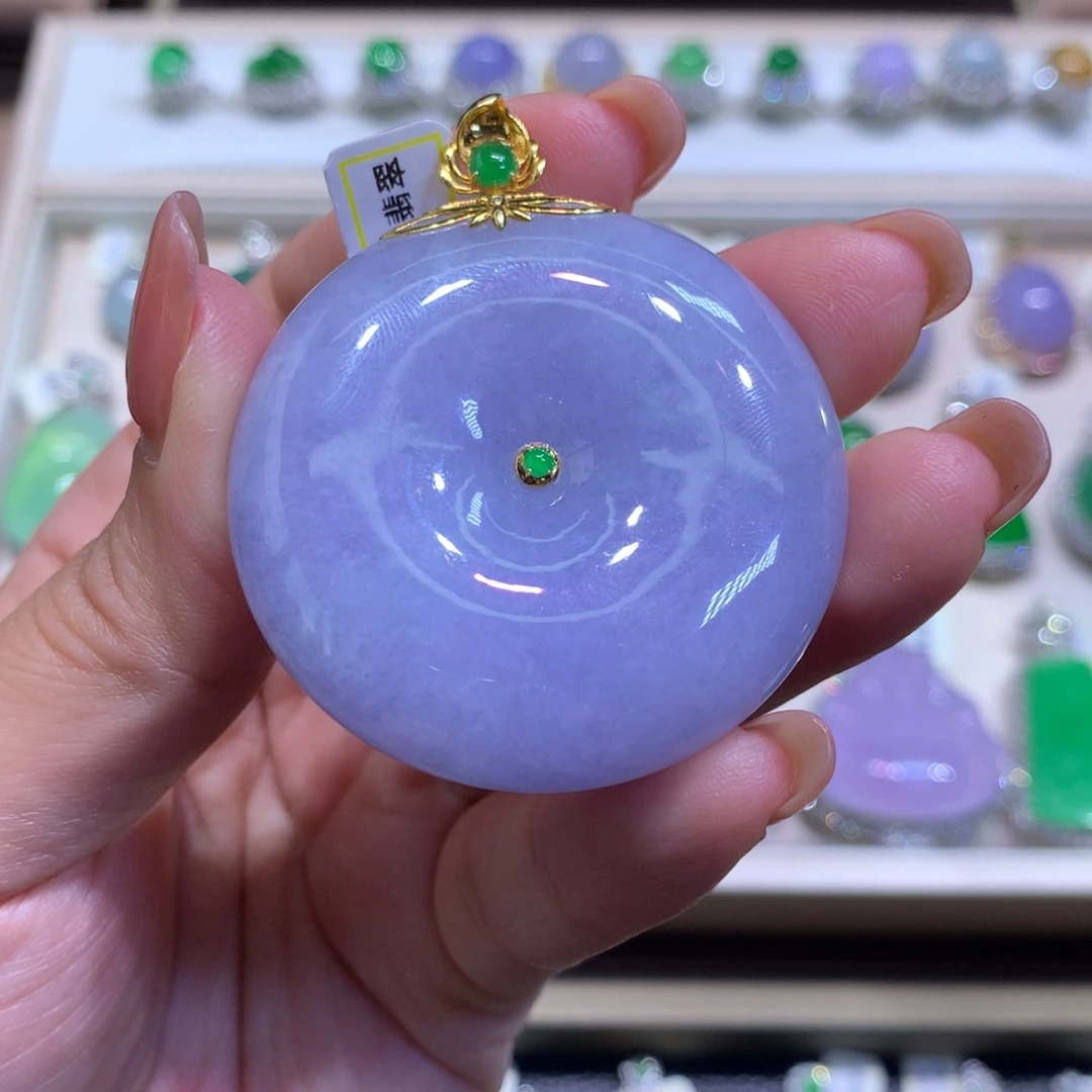 吊坠(不含链)18K金镶嵌翡翠