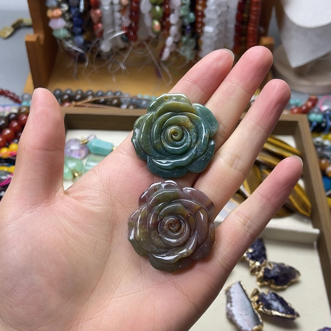 玛瑙/玉髓未镶嵌珠宝半成品卡42印度玛瑙花花一个