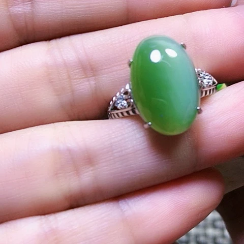 银S925镶嵌戒指和田玉