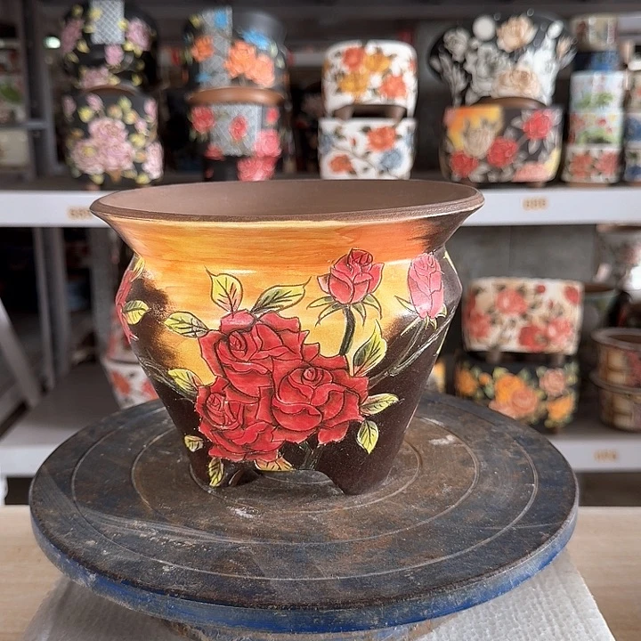 红泥花盆景德镇陶瓷学院