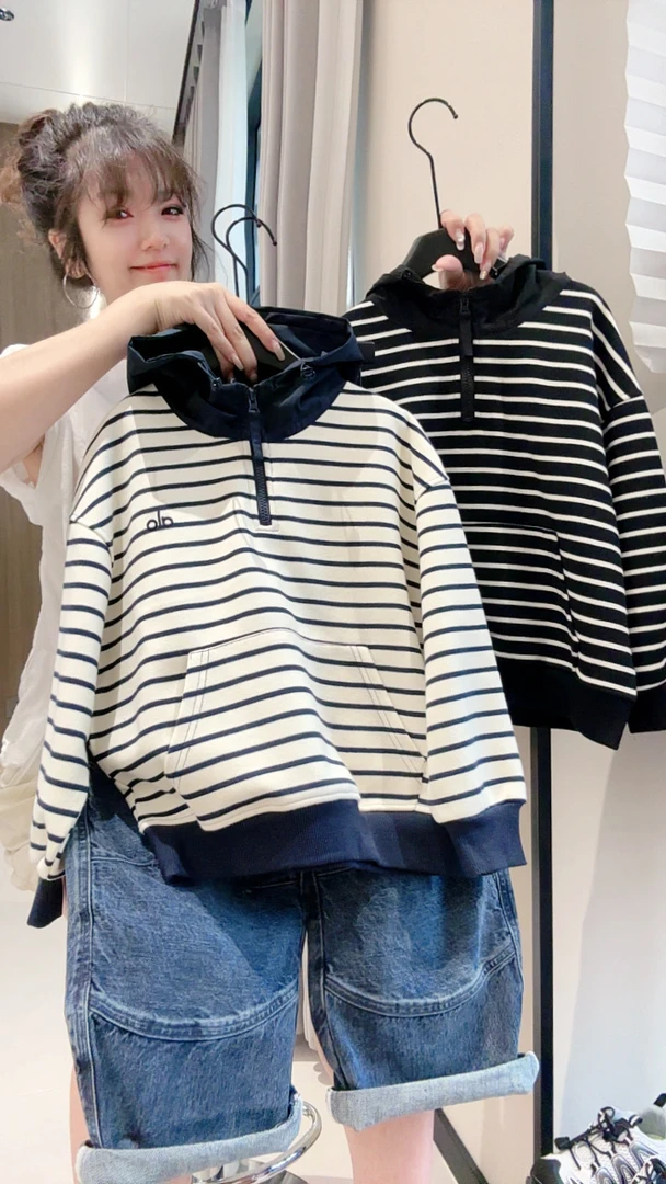 秋上新~新款潮流韩系中大童条纹风连帽卫衣休闲百搭时尚00278
