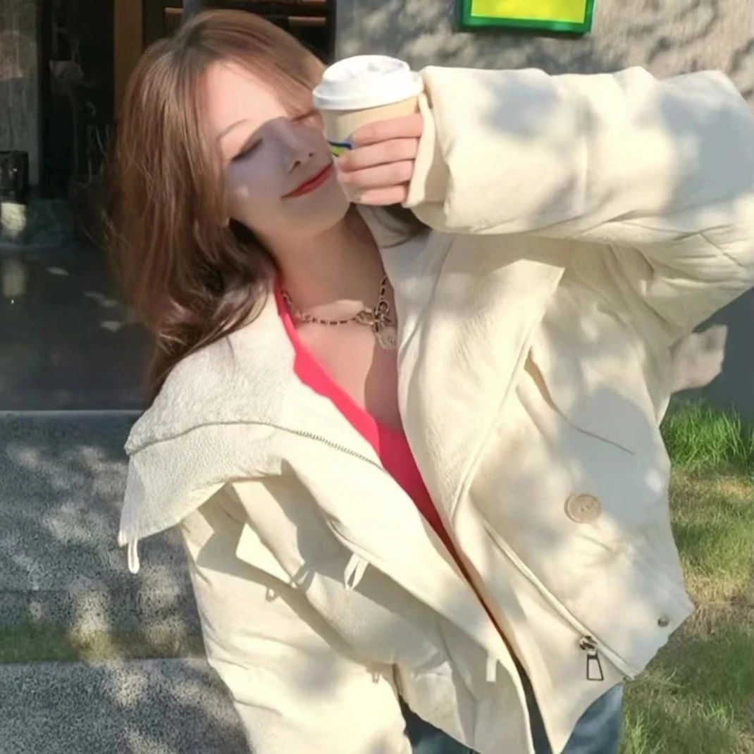 TG日落荧光系列女神新衣气质ins韩版宽松翻领棉服外套