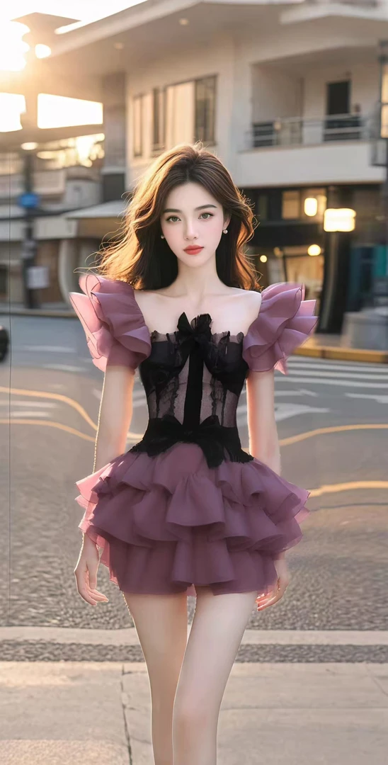 夏季2025新款不规则领型优雅收腰修身连衣裙女小众高级气质显瘦