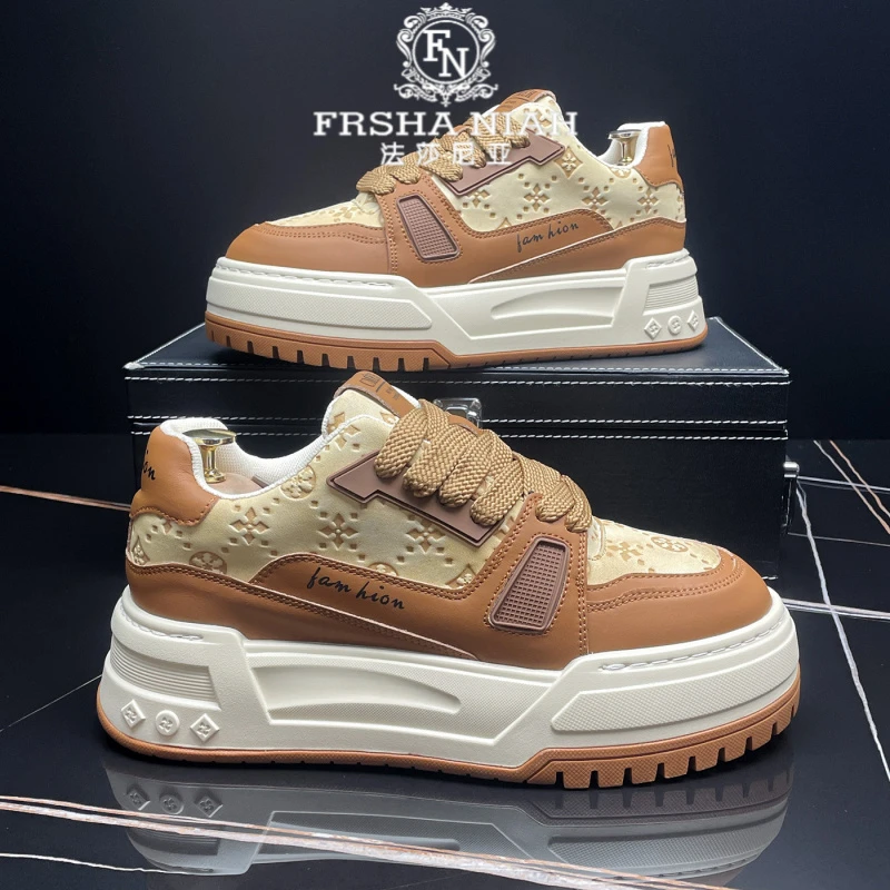 法莎尼亚轻奢痞帅板鞋2025秋冬季新款拼色男鞋小众原创百搭潮牌鞋