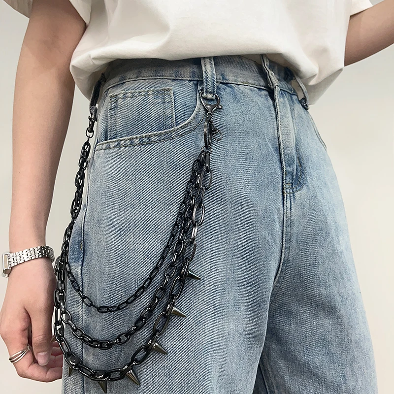 2025新款男士嘻哈潮流子弹裤链女士链条装饰腰带挂链配饰腰链男款
