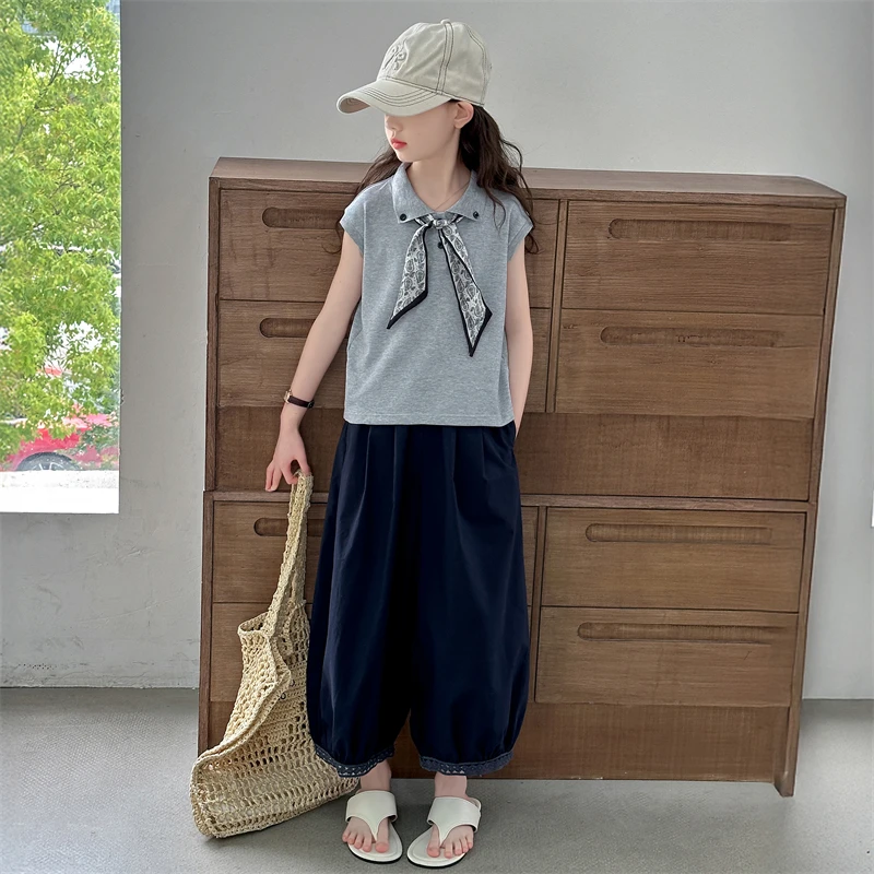 女童夏季套装新款儿童洋气无袖休闲两件套韩版薄款时尚SQ1243