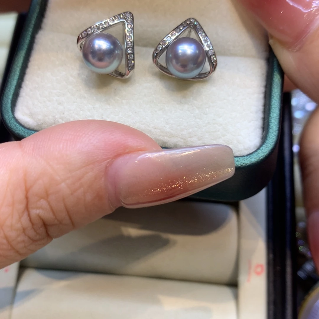 银S925镶嵌耳饰海水珍珠