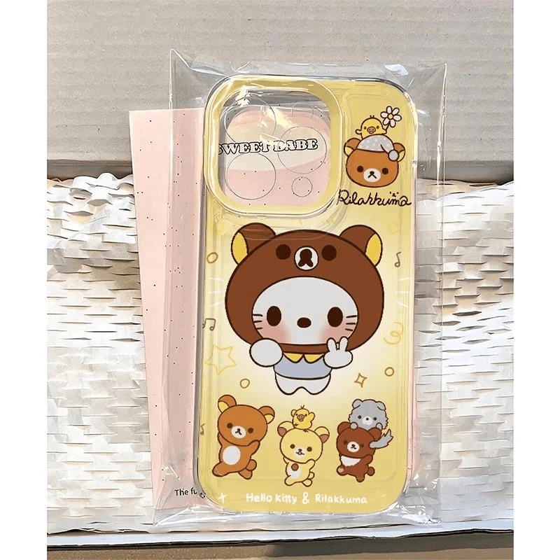 比耶轻松熊适用iPhone15手机壳14小众13可爱11/x软壳/xsmax爆款xr