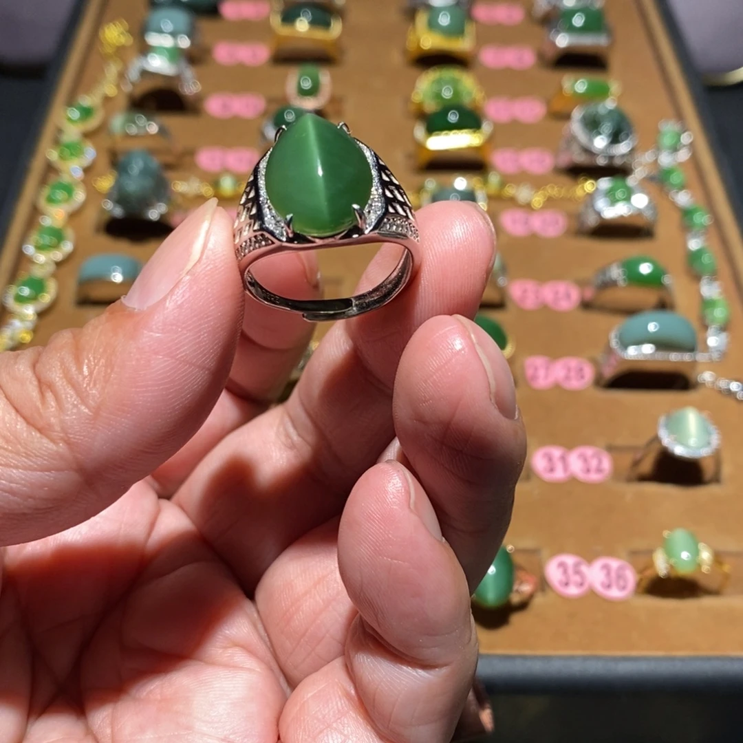 0***k和田玉银S925镶嵌戒指