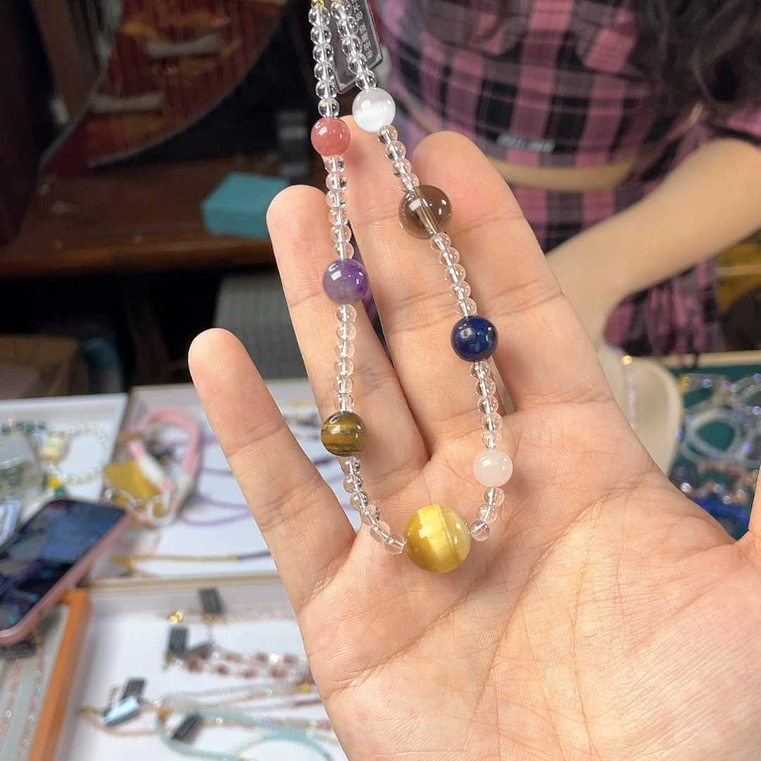 水晶手链银S925镀金镶嵌