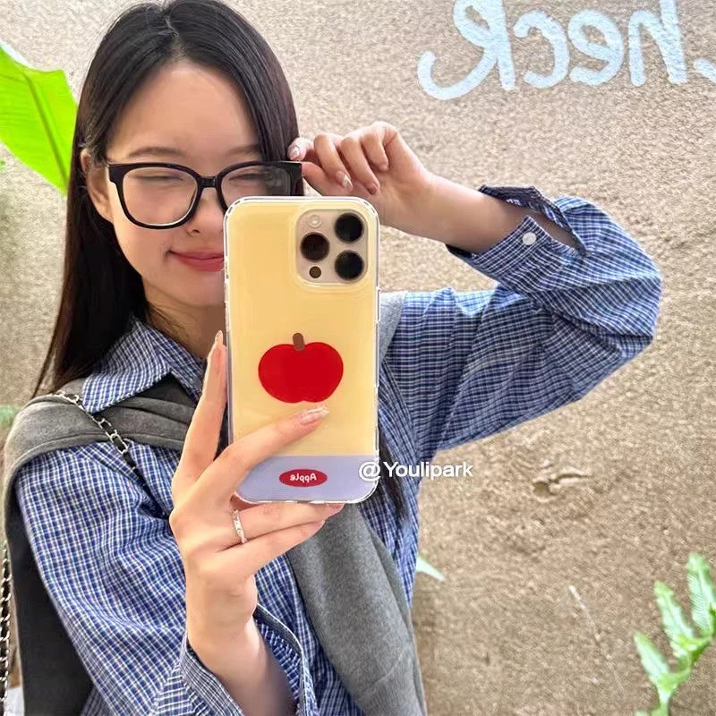 ins简约红苹果适用苹果16Pro手机壳iPhone13创意15小众11/12软胶