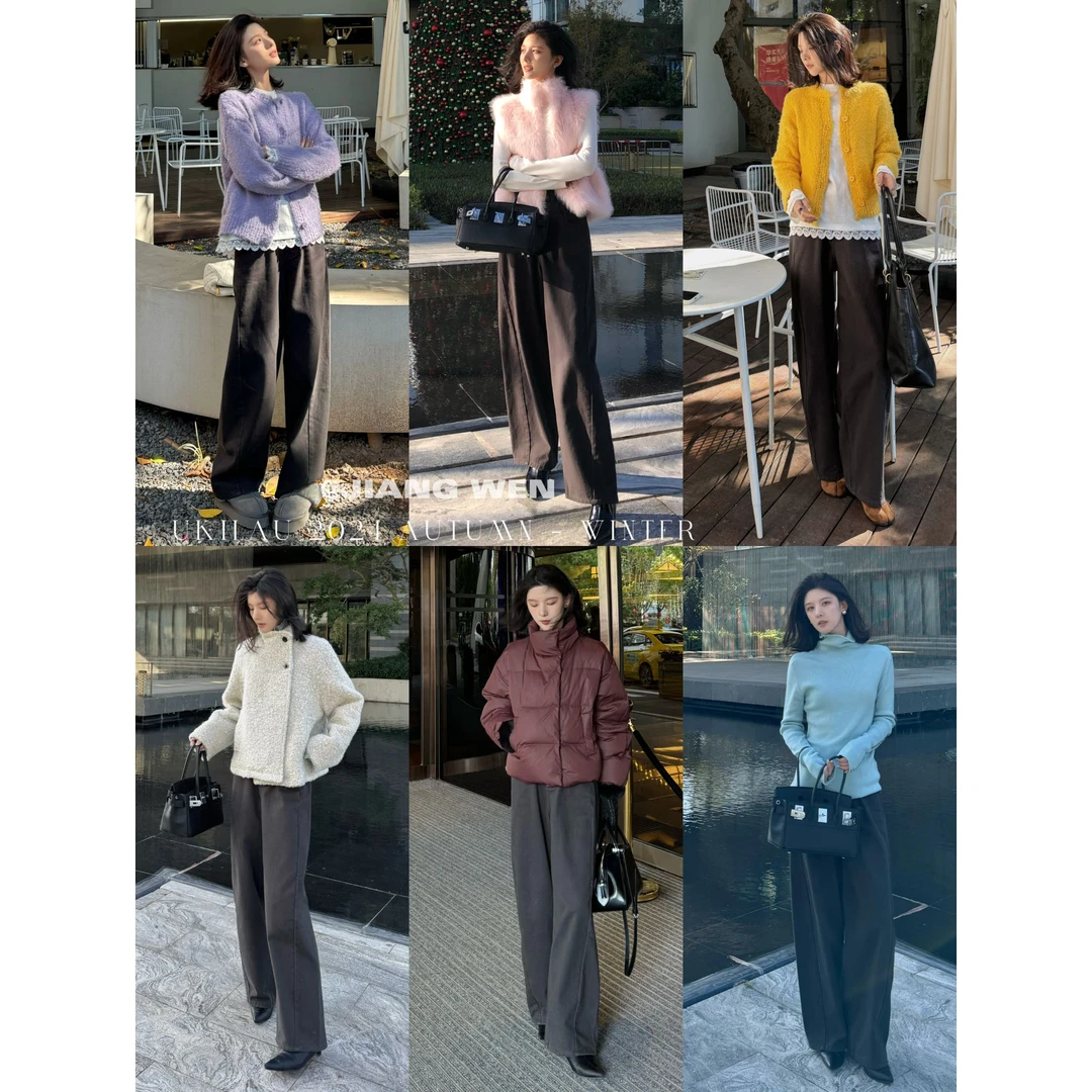 UKILAU【高级灰】环保酵水素洗青莲灰独特加绒牛仔香蕉裤