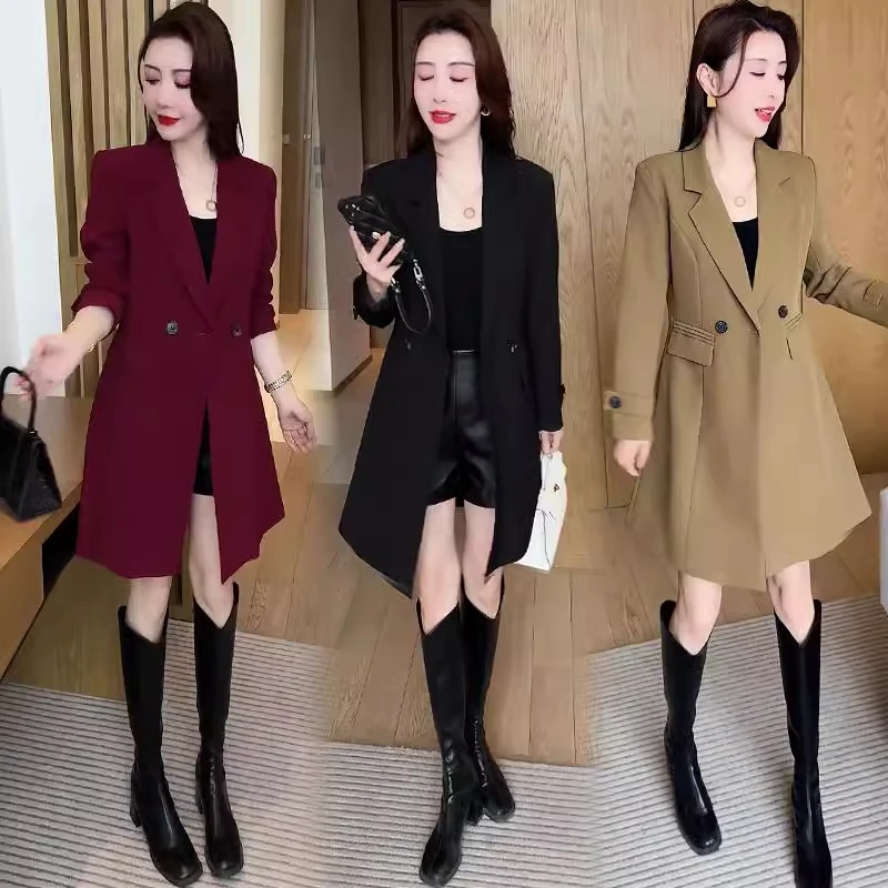 时尚风衣外套女2025春秋新款洋气宽松收腰显瘦百搭中长款西服套装