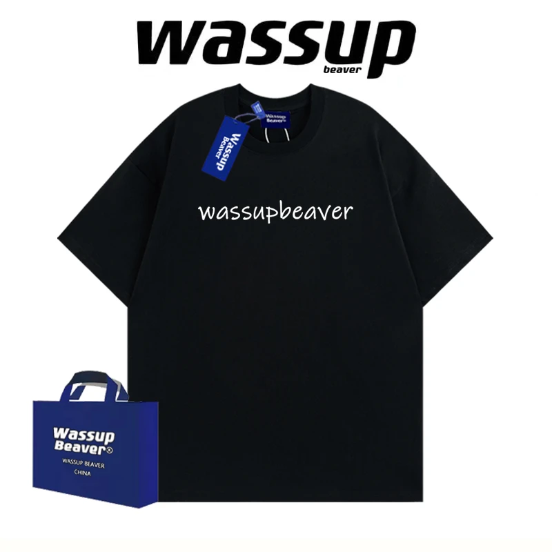 WASSUP BEAVER美式运动字母LOGO印花短袖男女纯棉T恤半袖休闲夏季