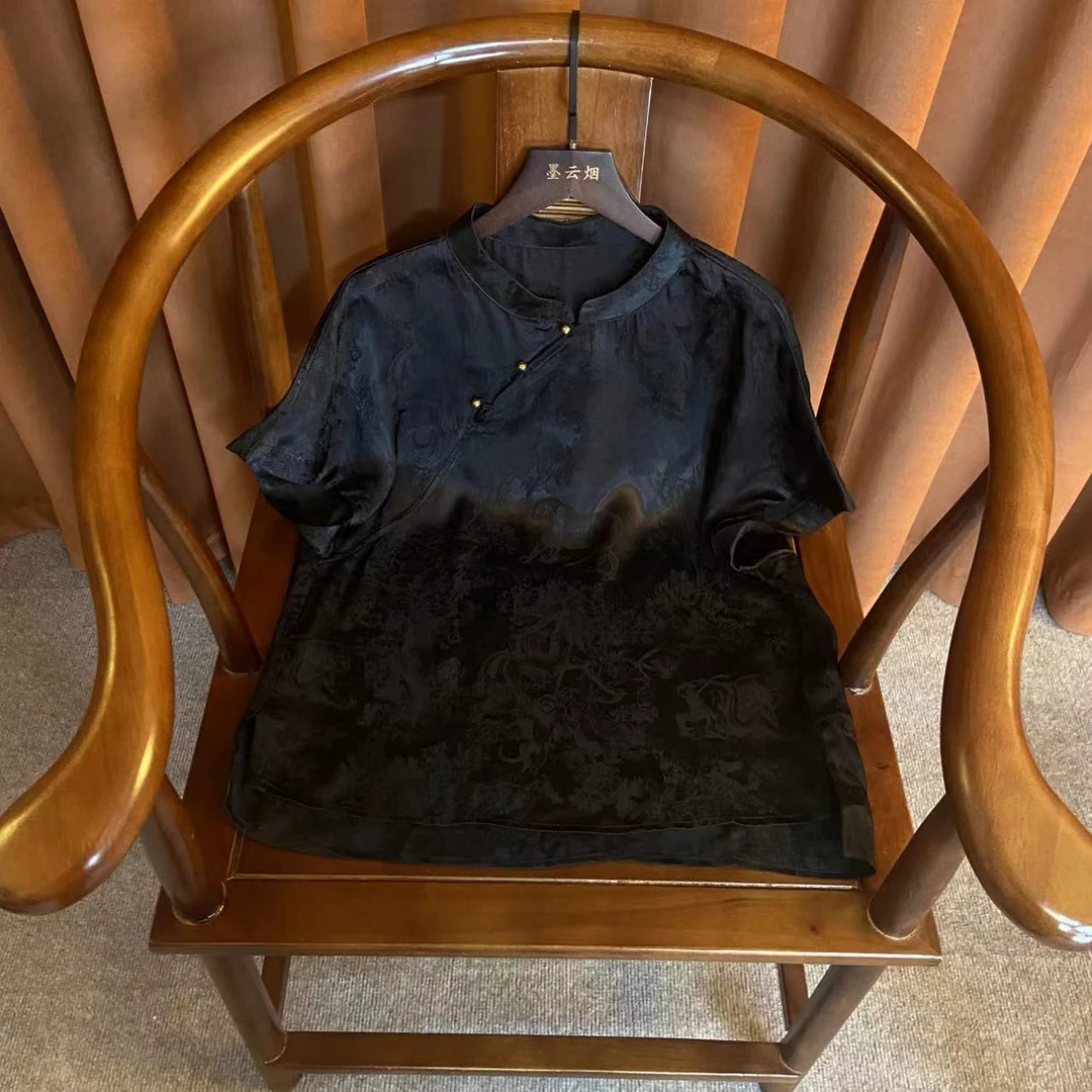 【珮月】复古国风2025款短袖衬衫女夏季新款气质新中式上衣8115