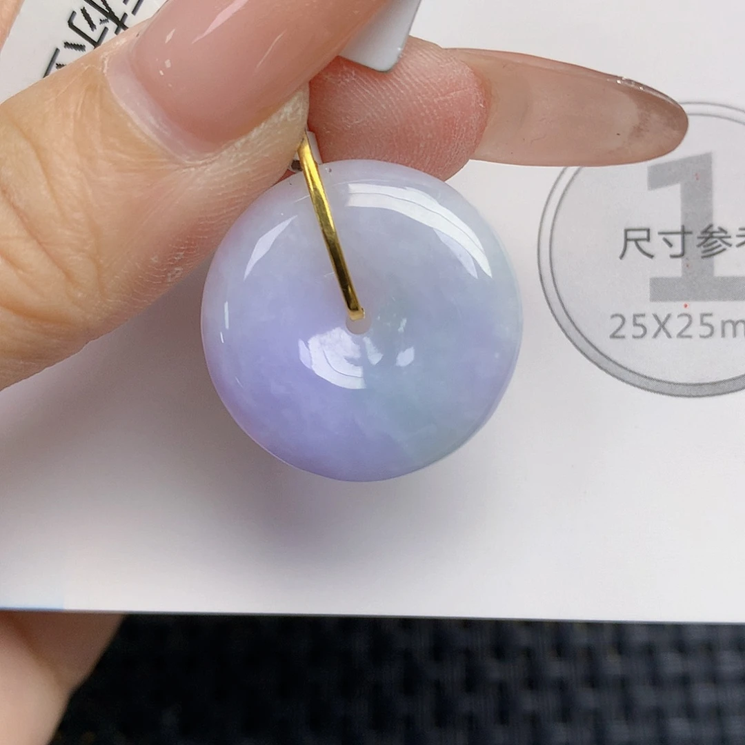 翡翠18K金镶嵌颈饰天然缅甸翡翠A货平安扣