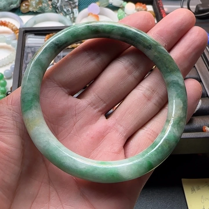 翡翠未镶嵌颈饰59圈口特色多彩手镯