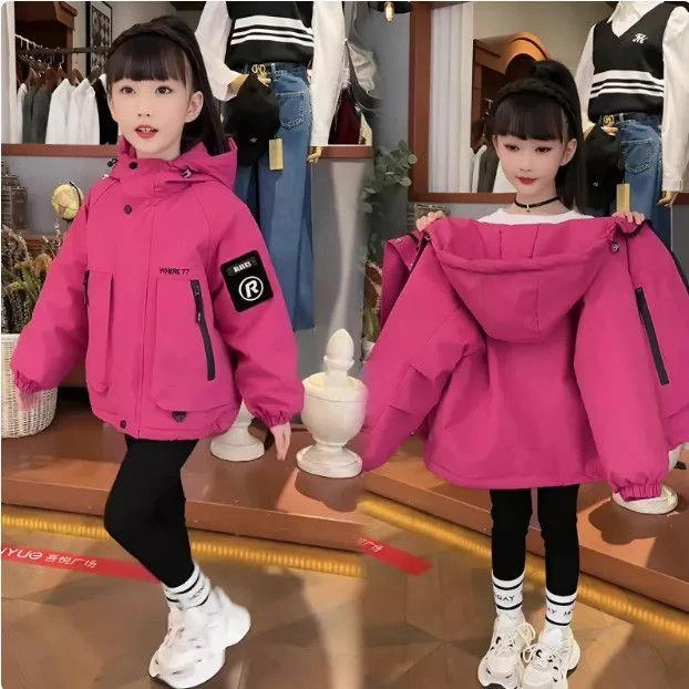女童秋冬加棉外套2025新款儿童网红洋气中大童女孩冬装冲锋衣上衣