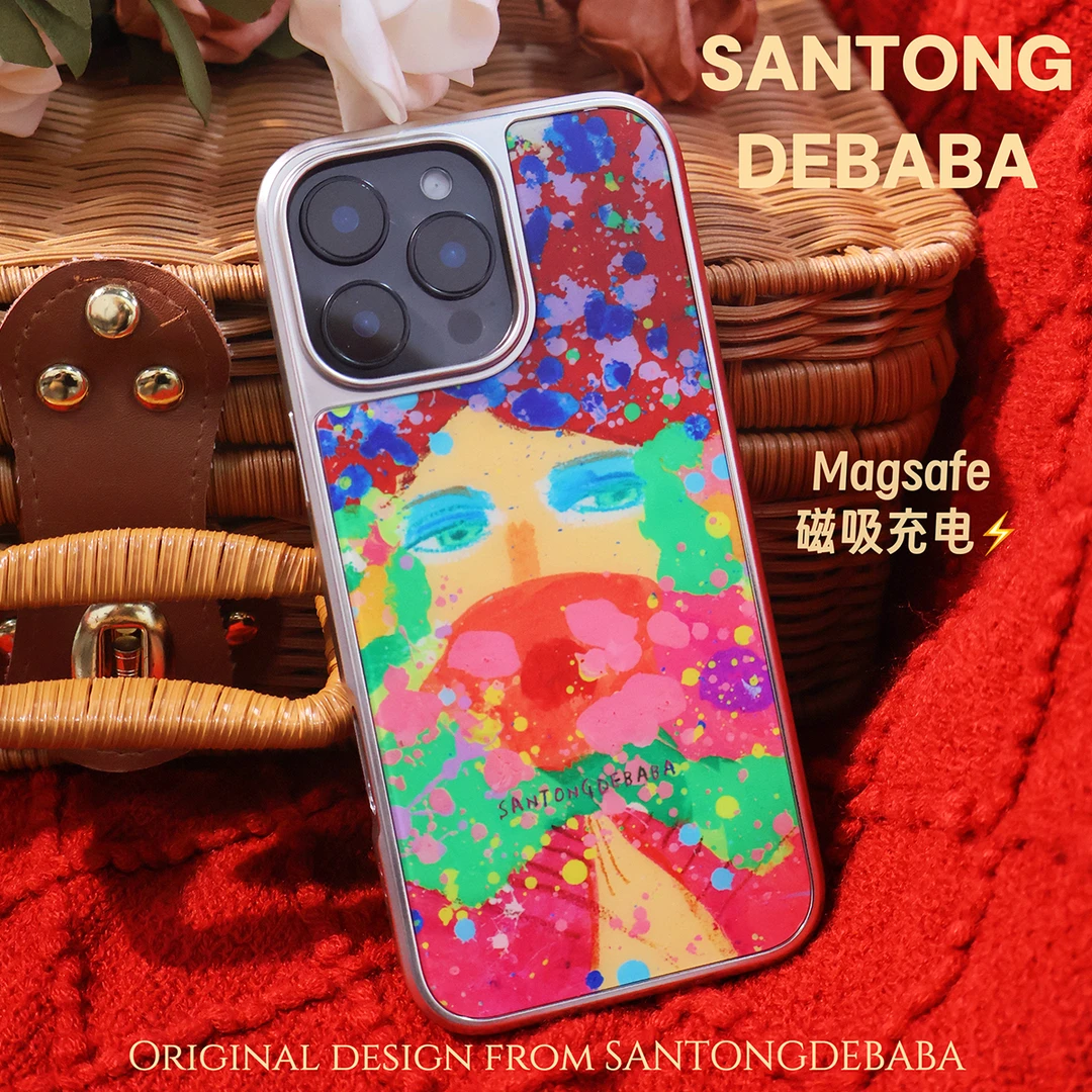 三筒的爸爸花丛里的精灵银边苹果16promax手机壳磁吸小众15/14