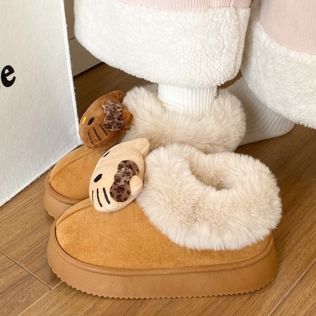 2025新款蝴蝶结时尚百搭保暖棉鞋女款秋冬季防滑加绒居家棉拖鞋