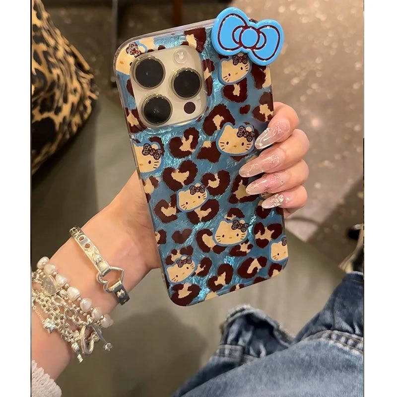 蓝底豹纹KT适用苹果华为vivo小米oppo手机壳iphone16/15/14壳