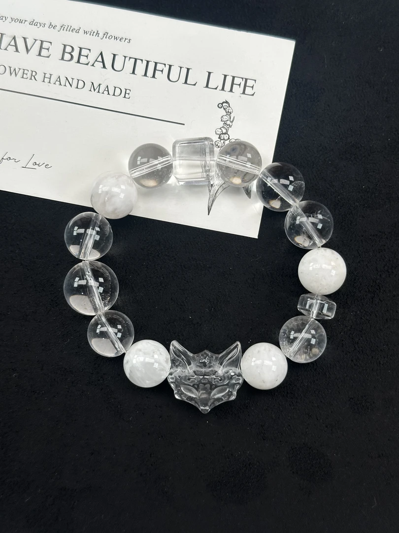 【白狐】白水晶狐牌设计款【拍两单！是一条价格！】多样性发一W1602