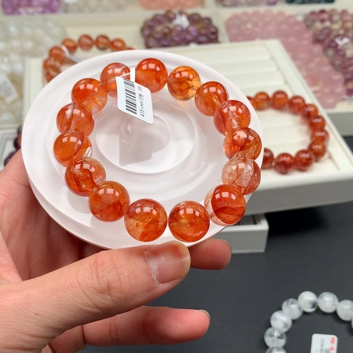 水晶手链未镶嵌红胶花15，A49