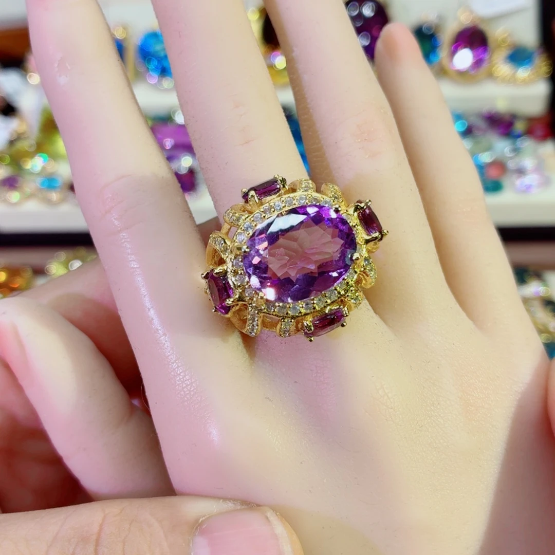 水晶戒指银S925镶嵌