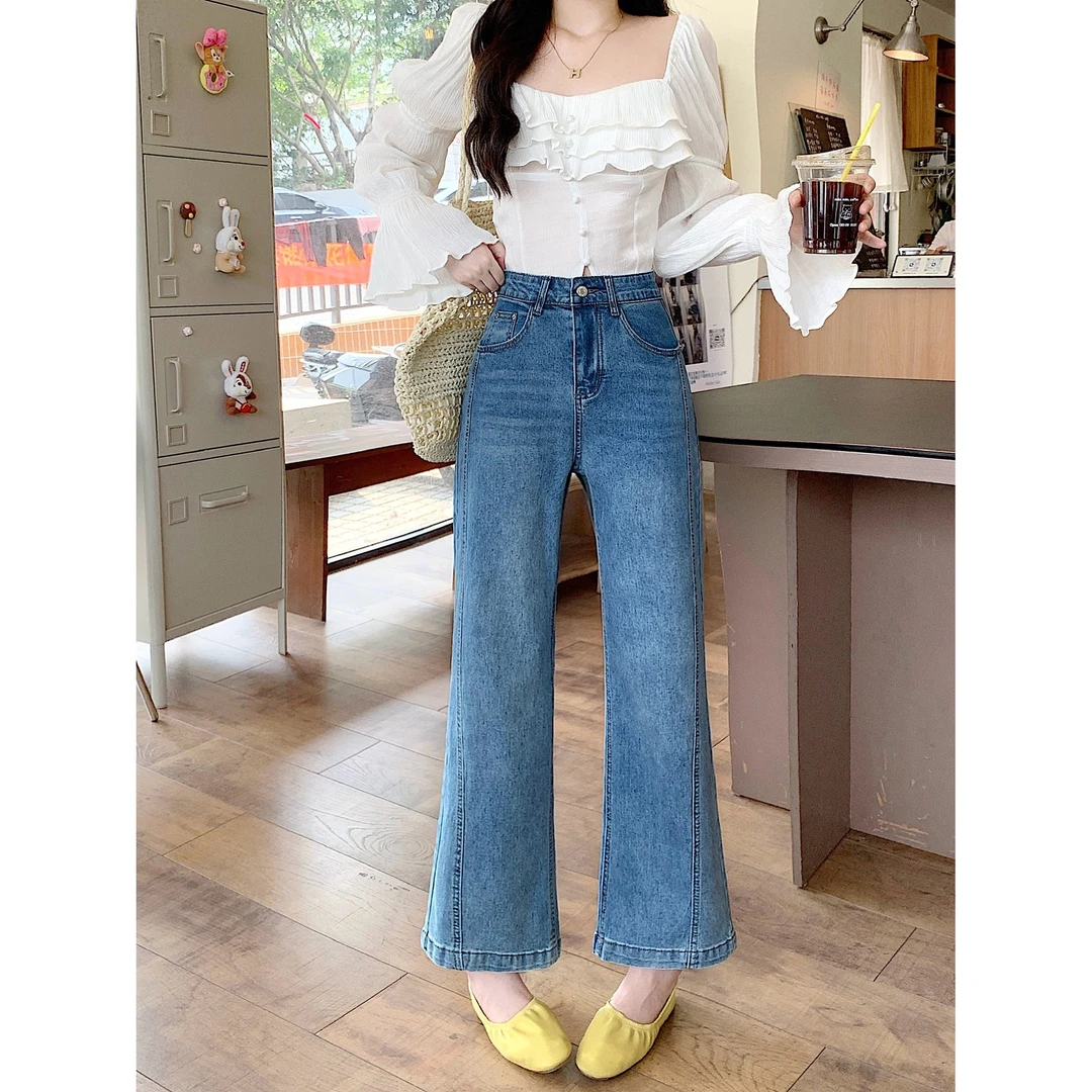 2025秋胖mm大码女装韩版高腰小个子九分裤显瘦直筒牛仔裤66150