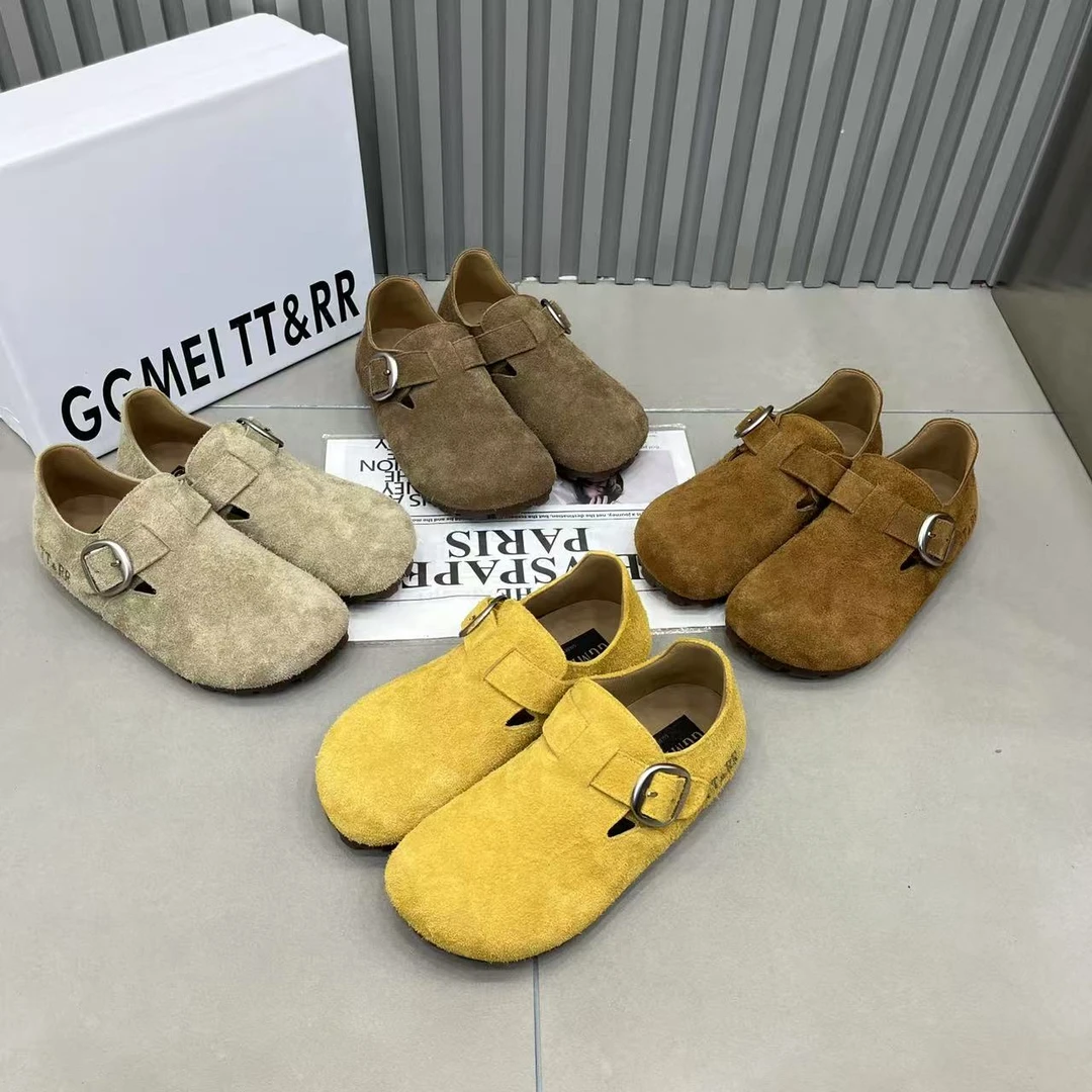 韩系磨砂软底软面勃肯鞋2025春季新款豆豆鞋时尚舒适百搭圆头平底