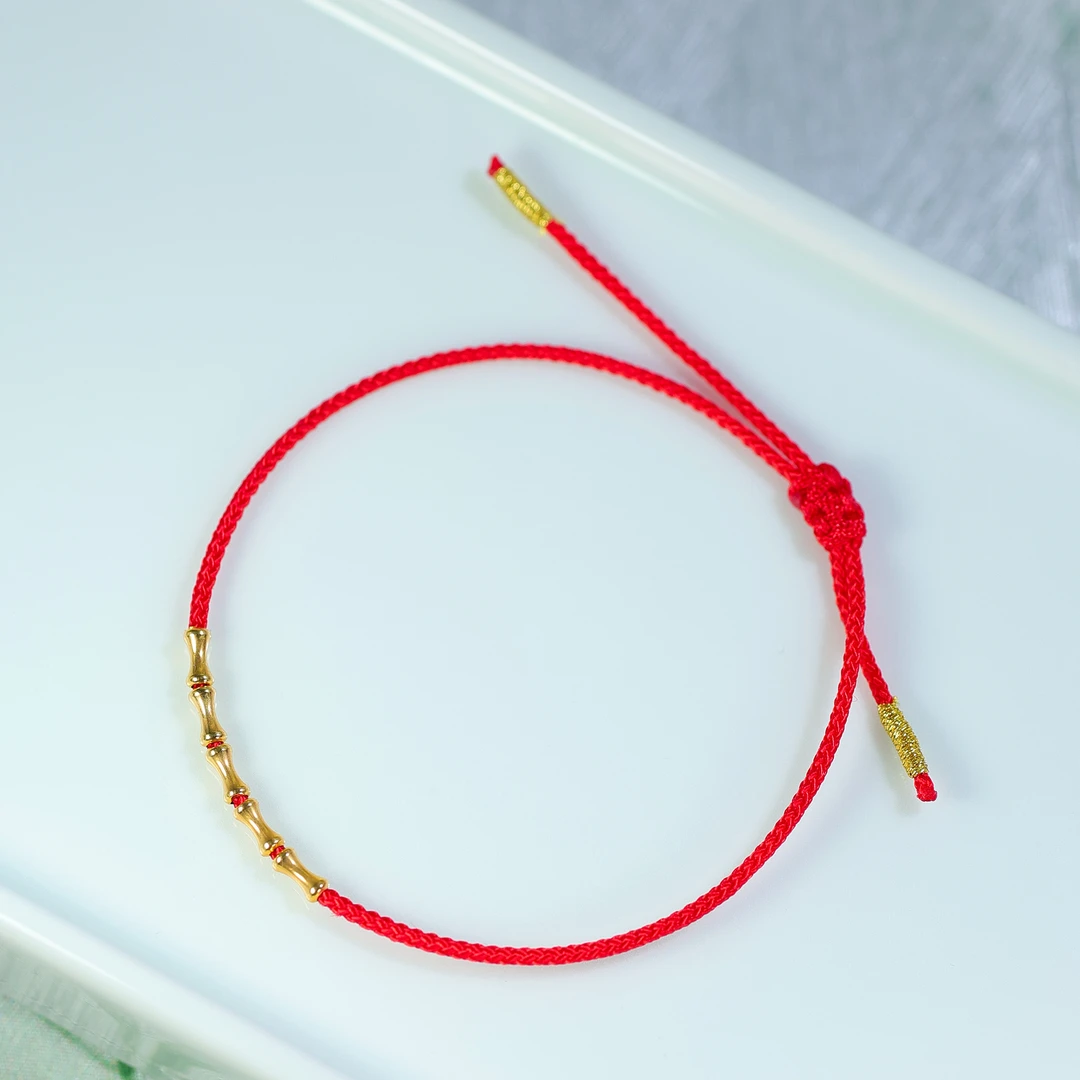 平安顺意/18K金节节高红手绳