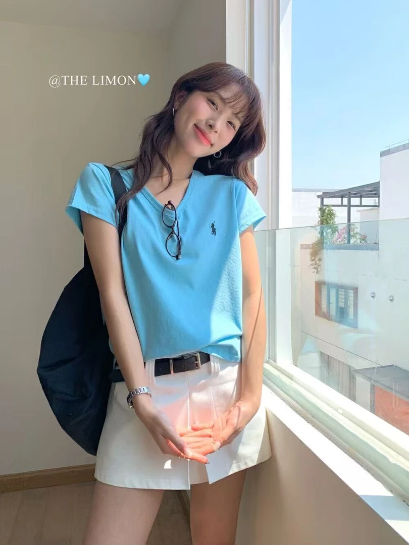 小马刺绣T 韩系松弛感短袖纯色T恤短款设计感减龄显瘦时尚气质