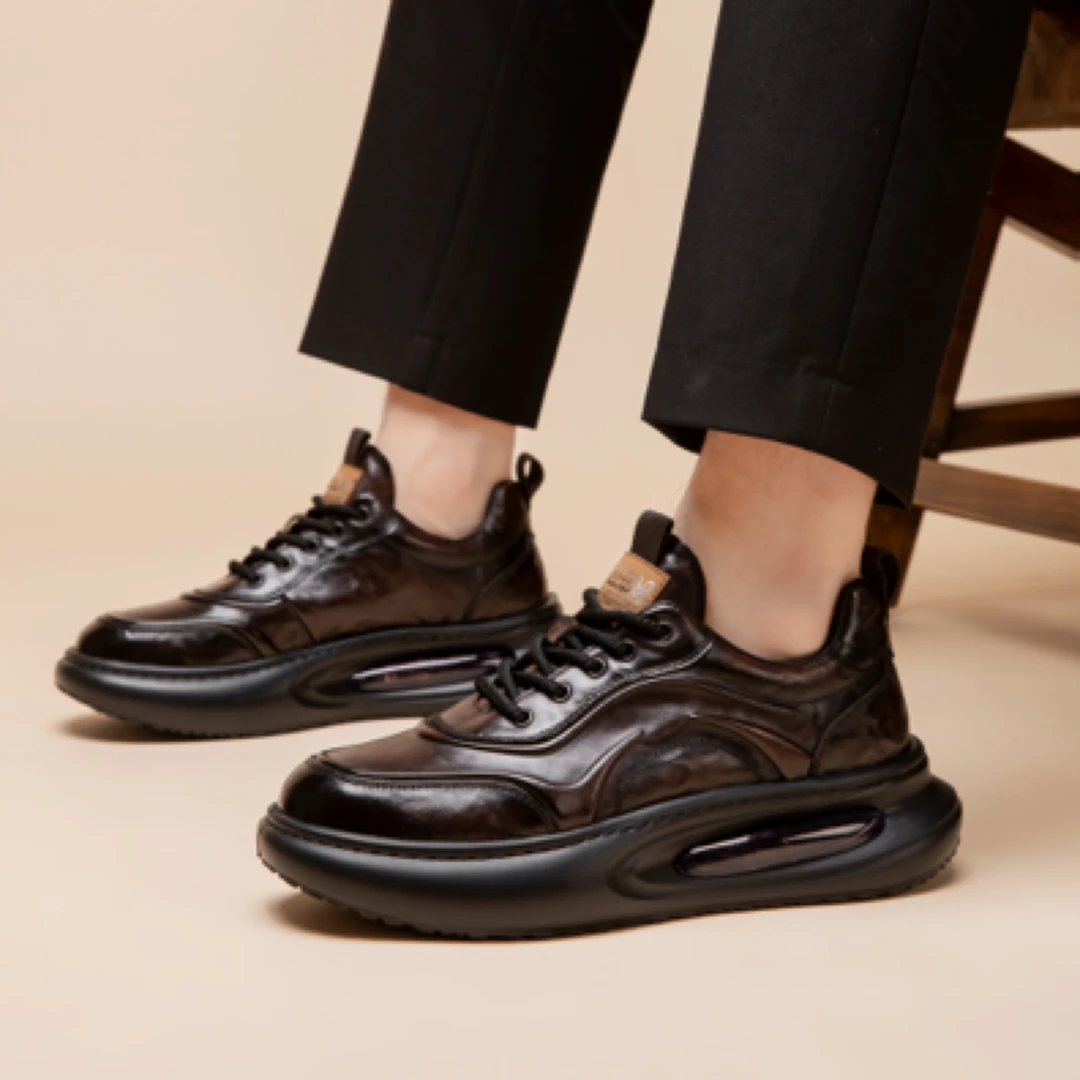 2025新款厚底头层牛皮老爹鞋男潮鞋欧洲站运动休闲鞋