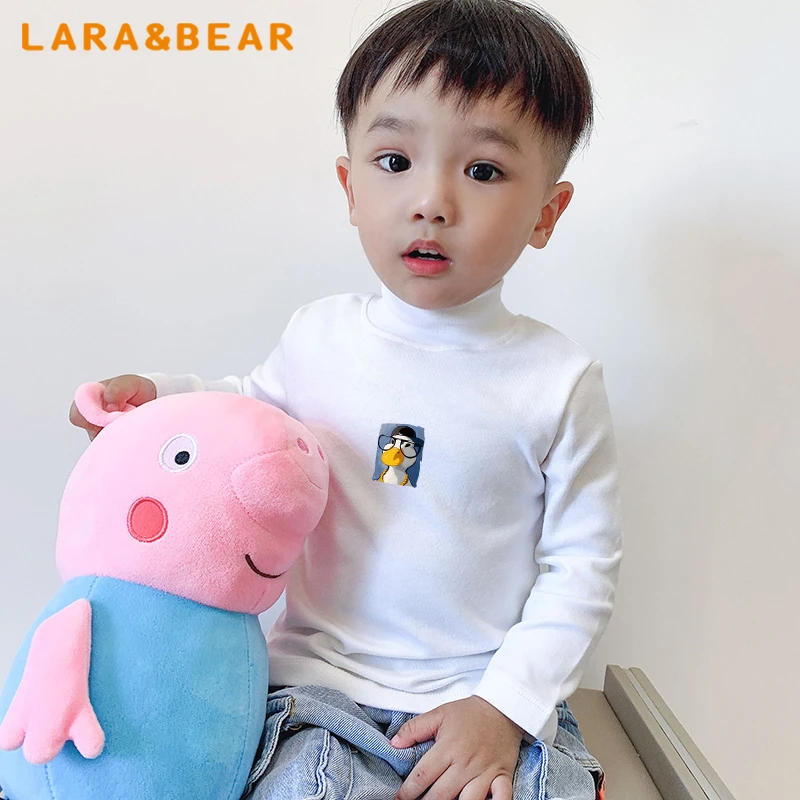 【萊萊熊】儿童长袖打底衫中小童宝宝加厚半高领上衣男女童秋冬小衫
