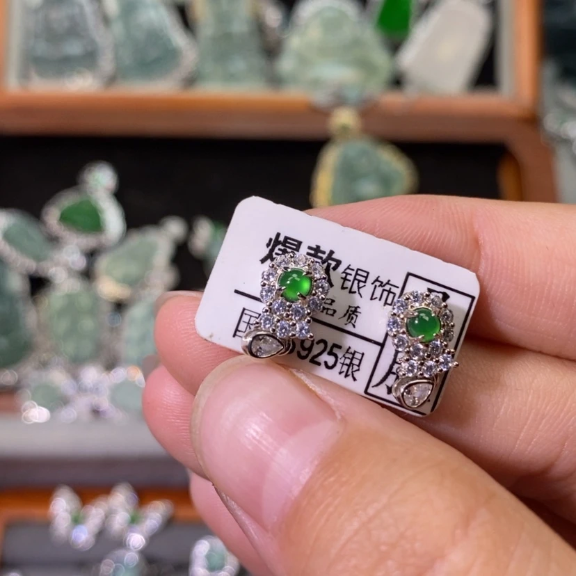 【闪购商品】翡翠银S925镶嵌颈饰天然