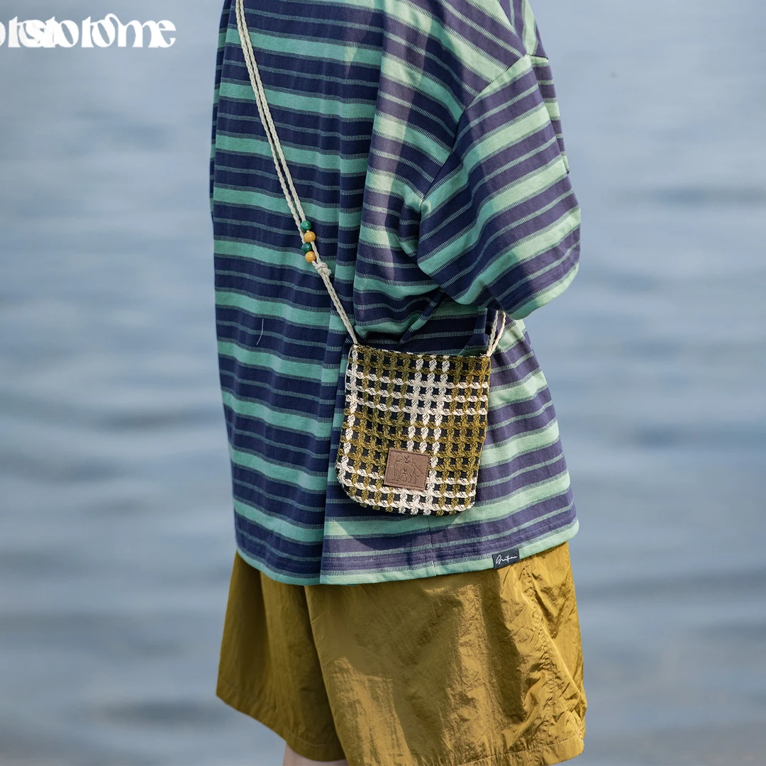 早乙女惠子saotome 日系复古百搭撞色格纹小包挎包手机包1410